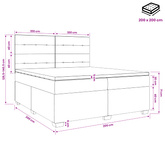 Łóżko kontynentalne z materacem Czarny 200 x 200 cm tkanina