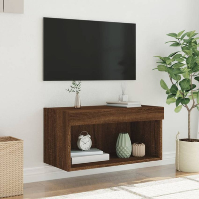 vidaXL Szafka pod TV, z LED, kolor brązowy dąb, 60x30x30 cm