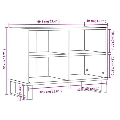 vidaXL Szafka pod TV, brązowy dąb, 69,5x30x50 cm