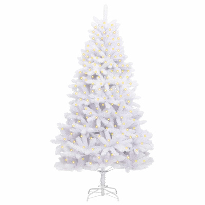 Sztuczna choinka z 300 diodami LED Biały 300 cm PVC i Metal