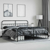 vidaXL Metalowa rama łóżka z wezgłowiem i zanóżkiem, czarna, 200x200cm model standard