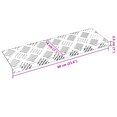 Stopień Prostokątny 5 pcs Srebrny 60 x 18 x 2,5 cm Aluminium