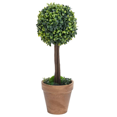 vidaXL Kule ze sztucznego bukszpanu w doniczce, 2 szt., zielone, 41 cm