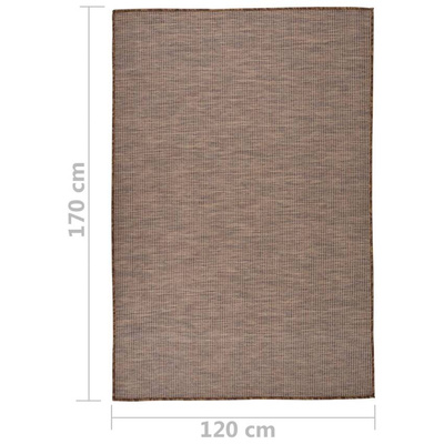 vidaXL Dywan zewnętrzny o płaskim splocie, 120x170 cm, brązowy