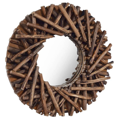 vidaXL Lustro ścienne, 40 cm, drewno tekowe, okrągłe