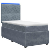 Łóżko z box spring LED z materacem ciemnoszary 90 x 200 cm