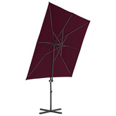 Parasol wiszący na stalowym słupku, bordowy, 250x250 cm