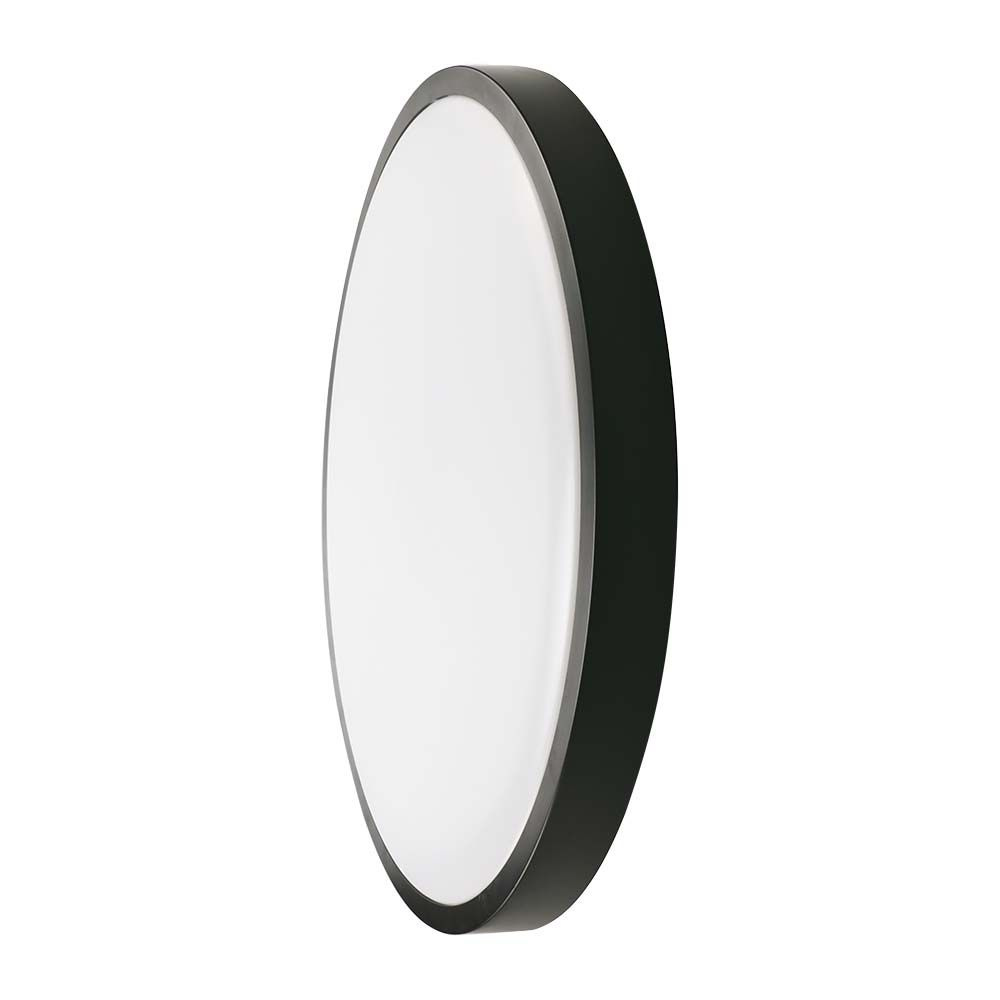 18W Plafon LED z mikrofalowym czujnikiem ruchu / Średnica: 225mm / Barwa:4000K / Klosz: Okrągły mleczny czarna ramka / IP44