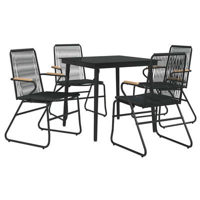 5-częściowy zestaw mebli ogrodowych, czarny, rattan PVC