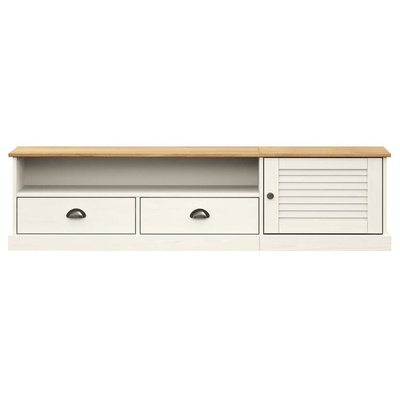 vidaXL Szafka pod TV VIGO, biała, 156x40x40 cm, lite drewno sosnowe