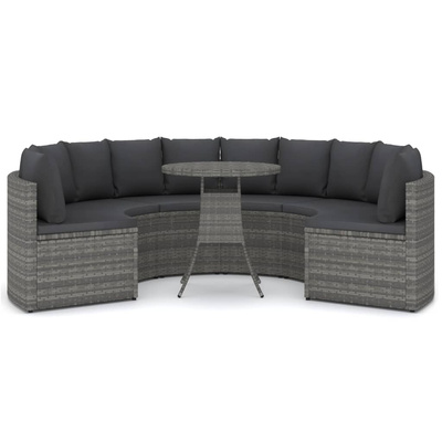 7-częściowa sofa do ogrodu, z poduszkami, polirattan, szara