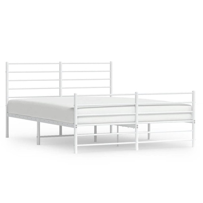 Metalowa rama łóżka z wezgłowiem i zanóżkiem, biała, 120x200 cm vidaXL