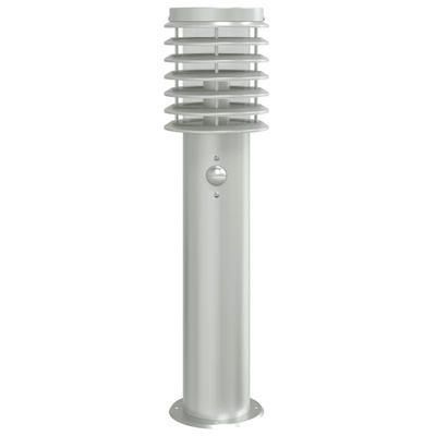 Lampy ogrodowe na słupku, z czujnikiem, 3 szt., srebrne, 60 cm