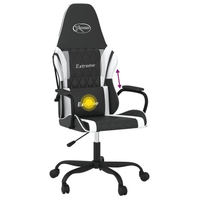vidaXL Masujący fotel gamingowy, czarno-biały, sztuczna skóra wariant 4