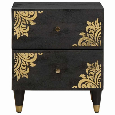 Szafka Nocna 2 szt. Czarny 40 x 33 x 46 cm Drewno z mango
