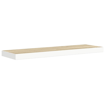 vidaXL Półki ścienne, 2 szt., dębowo-białe, 80x23,5x3,8 cm, MDF