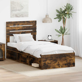 Ramka łóżka Dąb wędzony 75 x 190 cm Lite drewno sosnowe