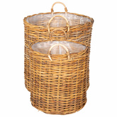 Kosz na rośliny 2 szt. Naturalny Brąz Rattan Kubu