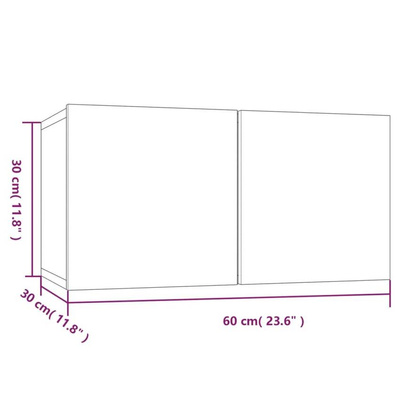 vidaXL Wisząca szafka pod TV, brązowy dąb, 60x30x30 cm