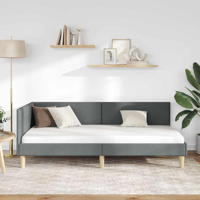 Rama łóżka narożnego Ciemnoszary 80 x 200 cm tkanina