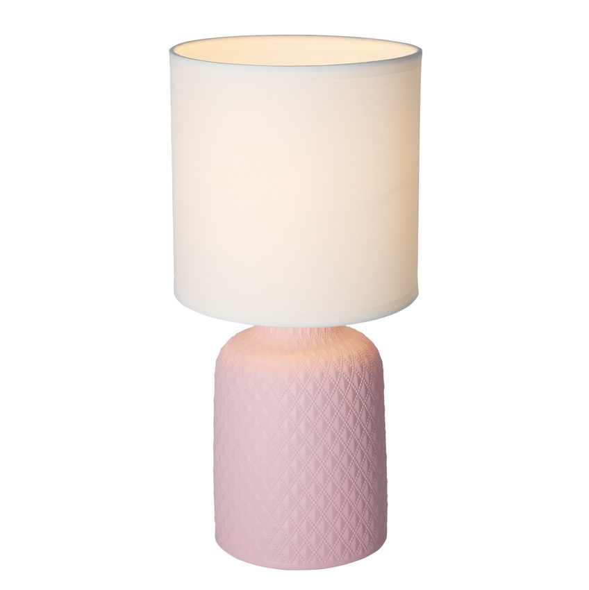 Lampka nocna Iner różowa ceramiczna z abażurem Candellux