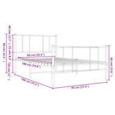 Metalowa rama łóżka z wezgłowiem i zanóżkiem, czarna, 90x190 cm