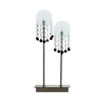 Lampka nocna Luxor szklano-metalowa podwójna srebrna nowoczesna