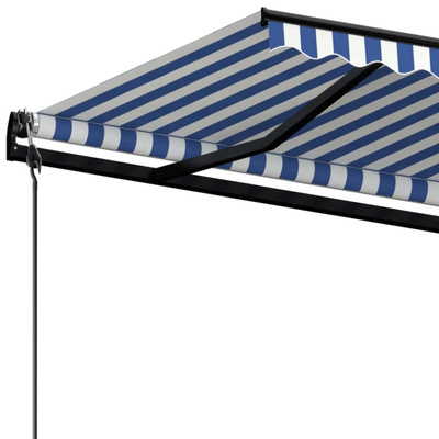 Automatycznie zwijana markiza, 450x350 cm, niebiesko-biała