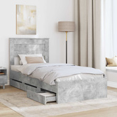 Ramka łóżka Betonowy szary 75 x 190 cm Drewno inżynieryjne