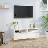 vidaXL Szafka pod TV, wysoki połysk, biała, 100x34,5x44,5 cm
