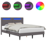 Ramka łóżka z paskami LED Szary 160 x 200 cm Ekoskóra