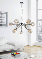 Lampa wisząca chromowa szklany klosz z koszyczkiem 9x40W Dixi Candellux 39-65018