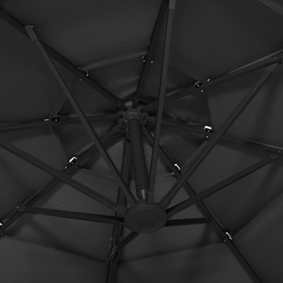 4-poziomowy parasol na aluminiowym słupku, czarny, 3x3 m