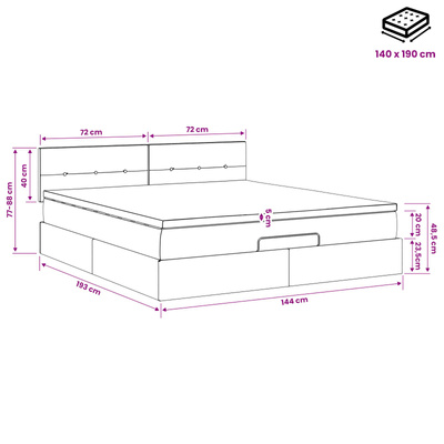 Łóżko ottoman z materacem Ciemnozielony 140 x 190 cm Welur