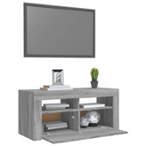 Szafka pod TV z oświetleniem LED, szary dąb sonoma, 90x35x40 cm vidaXL