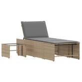 vidaXL Leżaki ze stolikiem, 2 szt., beżowe, polirattan