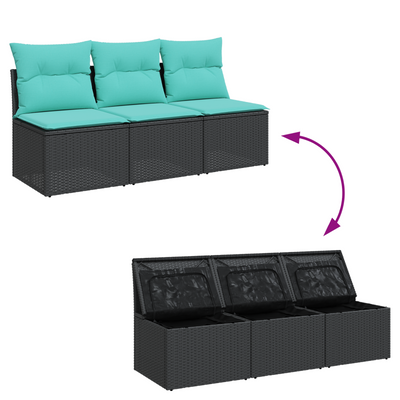 Sofa Ogrodowa z poduszką Czarny 165 x 62 x 69 cm Polirattan