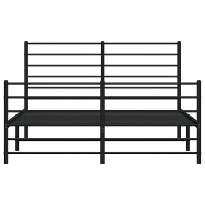 Metalowa rama łóżka z wezgłowiem i zanóżkiem, czarna, 120x200cm