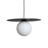 Lampa Wisząca Czarna Szklana E14 ?40cm Abruzzo Rotonde