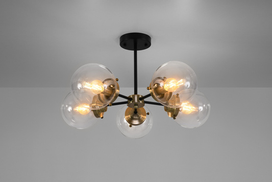 Lampa sufitowa czarna/patynowa 5xE14 Lens 35-01306