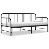 z wysuwaną ramą łóżka, czarna, metalowa, 90x200 cm Sofa