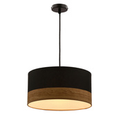 Lampa wisząca z abażurem Porto czarna z fornirem do salonu