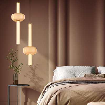 Lampa wisząca Puras D ze szklaną ozdobą pojedyncza LED 15W 3000K do sypialni i salonu