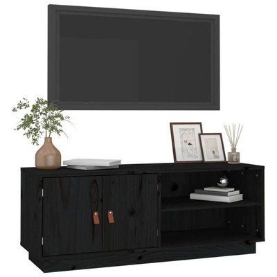 vidaXL Szafka pod TV, czarna, 105x34x40 cm, lite drewno sosnowe