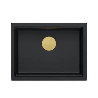 LOGAN 100 GraniteQ zlewozmywak pure carbon 59,5x45,1x21,5 cm 1-komorowy podwieszany z syfonem manualnym złoty