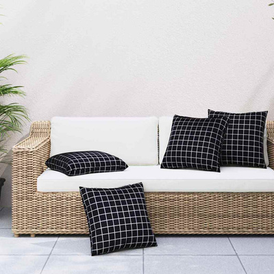 Poduszki rozrzucone Kratka 4 pcs Czarna kratka 50 x 50 cm