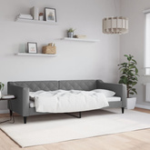 Sofa z funkcją spania, ciemnoszara, 90x200 cm, obita tkaniną