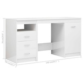 vidaXL Biurko, białe z połyskiem 140x50x76 cm, materiał drewnopochodny