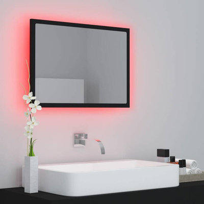 vidaXL Lustro łazienkowe z LED, czarne, 60x8,5x37 cm, akryl