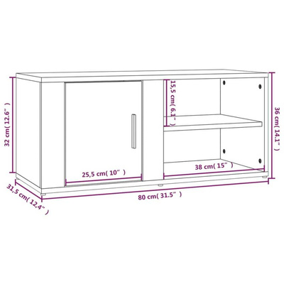vidaXL Szafka pod TV, szary dąb sonoma, 80x31,5x36 cm